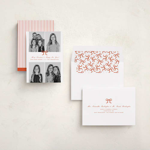 This is a poinsettia holiday photo cards with standard by Paper Raven Co. called merry memory printing on recycled smooth signature in standard