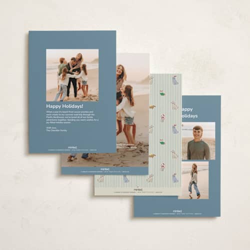 This is a frost holiday photo cards with standard by Daisyworks Studio called paws & pinstripes printing on recycled smooth signature in standard