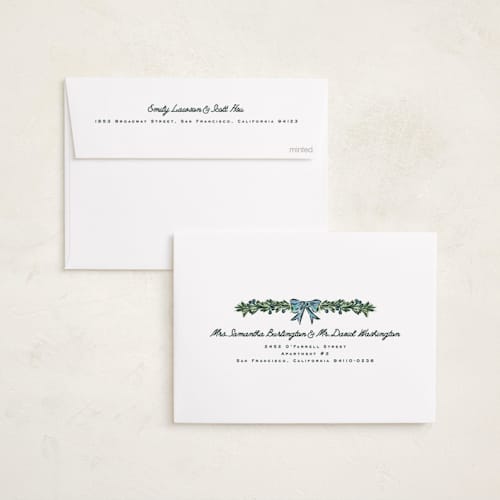 This is a garland holiday photo cards with standard by Claudia Orengo called mistletoe printing on recycled smooth signature in standard