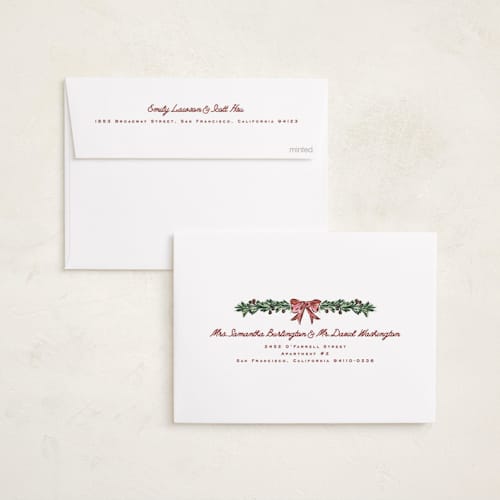 This is a holly berry holiday photo cards with standard by Claudia Orengo called mistletoe printing on recycled smooth signature in standard