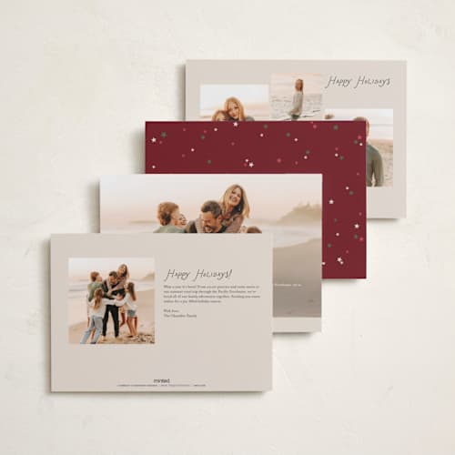 This is a chai holiday photo cards with standard by Owl and Toad called starry collage printing on recycled smooth signature in standard