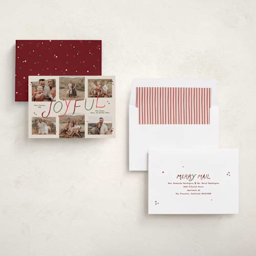 This is a chai holiday photo cards with standard by Owl and Toad called starry collage printing on recycled smooth signature in standard