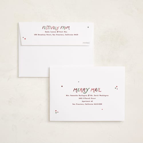 This is a chai holiday photo cards with standard by Owl and Toad called starry collage printing on recycled smooth signature in standard