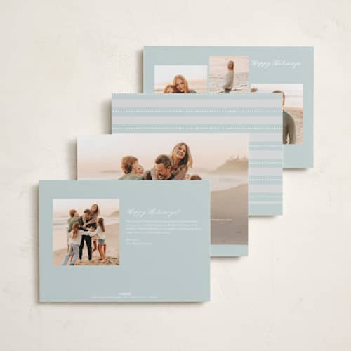 This is a coastal holiday photo cards with standard by Susan Moyal called holiday bows printing on recycled smooth signature in standard
