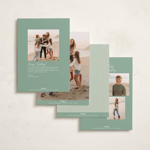 This is a sage holiday photo cards with standard by Leia Matt called marbled editorial printing on recycled smooth signature in standard