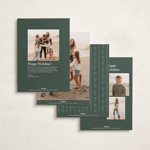 This is a forest holiday photo cards with standard by Vivian Yiwing called frame bow printing on recycled smooth signature in standard