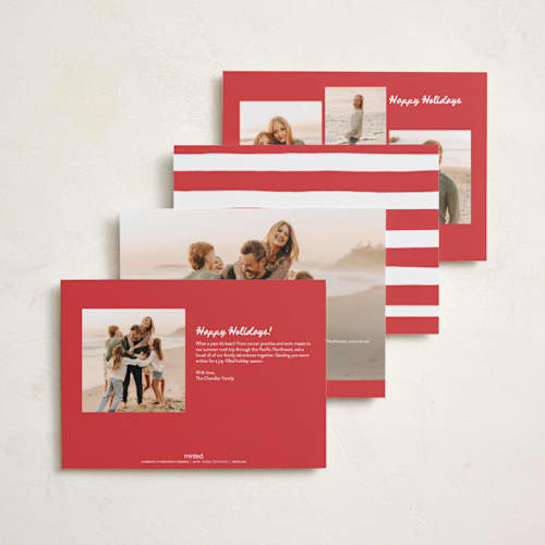 This is a snow holiday photo cards with standard by Maria Alou called what fun printing on recycled smooth signature in standard