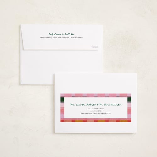This is a fruitcake holiday photo cards with standard by Carrie Moradi called festive checked plaid printing on recycled smooth signature in standard