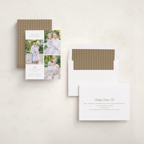 This is a gingerbread holiday photo cards with standard by Kristie Kern called warm glow printing on recycled smooth signature in standard