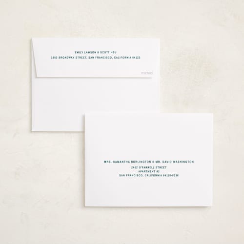 This is a navy holiday photo cards with standard by Ani Somi called big bold type printing on recycled smooth signature in standard