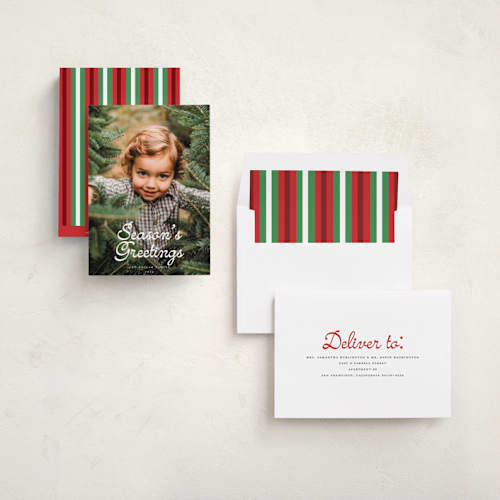 This is a snow holiday photo cards with standard by Morgan Kendall called white christmas printing on recycled smooth signature in standard