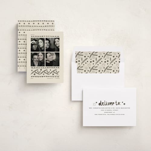 This is a vanilla holiday photo cards with standard by Anastasia Makarova called pencil sketch booth printing on recycled smooth signature in standard