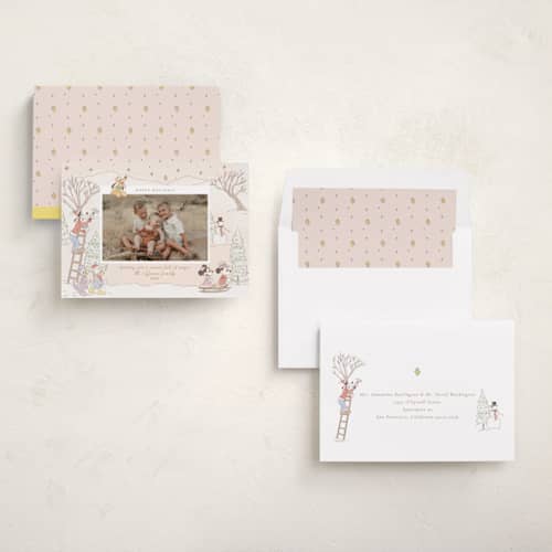 This is a cider holiday photo cards with standard by Sabrin Deirani called disney's mickey vintage christmas printing on recycled smooth signature in standard