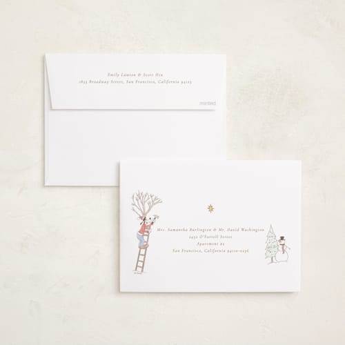 This is a cider holiday photo cards with standard by Sabrin Deirani called disney's mickey vintage christmas printing on recycled smooth signature in standard