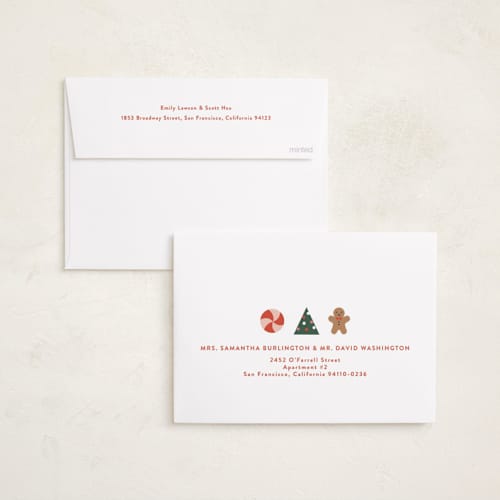This is a holly holiday photo cards with standard by Annie Holmquist called disney's mickey mouse holiday border printing on recycled smooth signature in standard