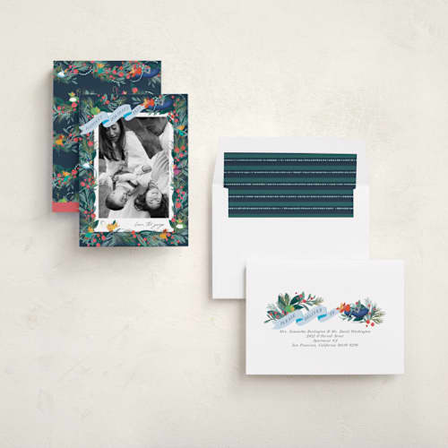 This is a fairy godmother holiday photo cards with standard by Jackie Crawford called disney's cinderella garland printing on recycled smooth signature in standard
