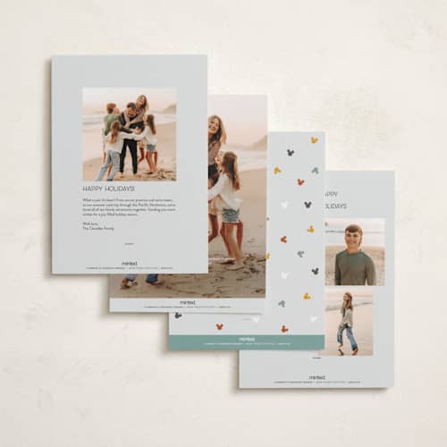 This is a ice holiday photo cards with standard by Kelsey Mucci called disney's mickey and friends tis the ski-son printing on recycled smooth signature in standard
