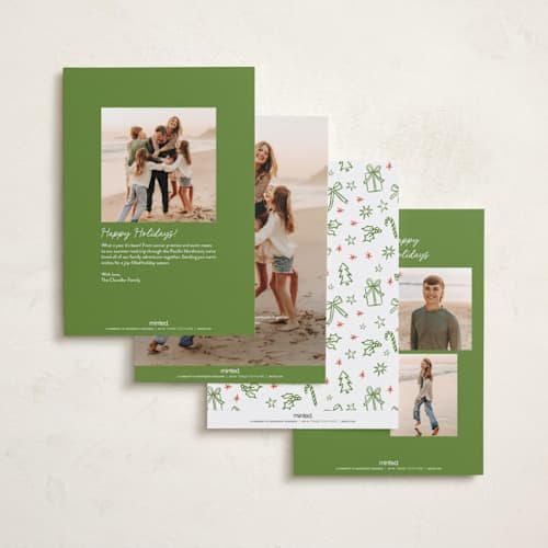This is a pine holiday photo cards with standard by Alethea and Ruth called decking new halls drawing printing on recycled smooth signature in standard