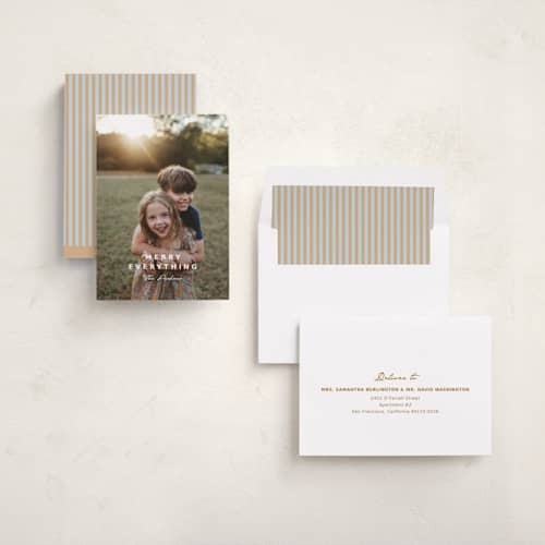 This is a snow holiday photo cards with standard by Yaling Hou Suzuki called the pursuit of merry printing on recycled smooth signature in standard