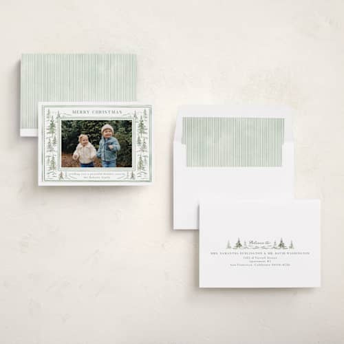 This is a forest holiday photo cards with standard by Petra Kern called calm wonderland printing on recycled smooth signature in standard