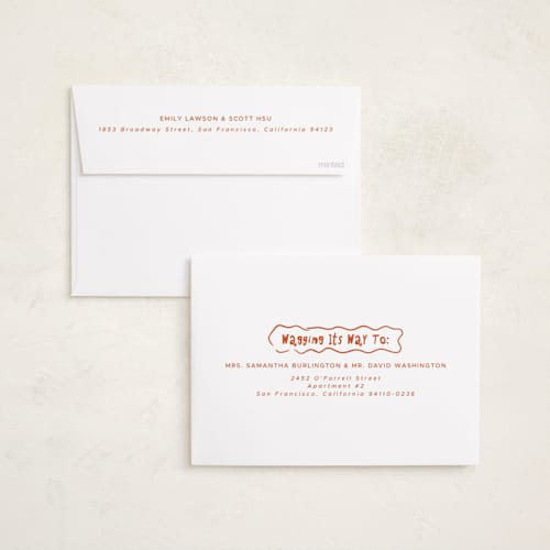 This is a holly holiday photo cards with standard by Vera Lim called wiggly lines printing on recycled smooth signature in standard