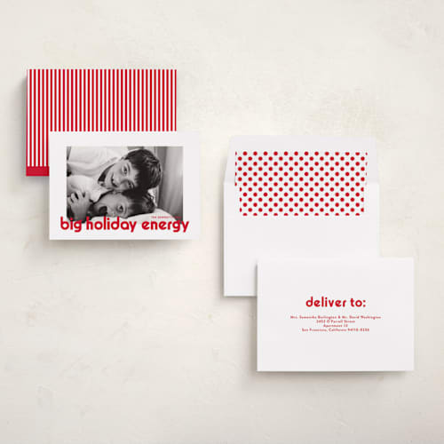 This is a cherry holiday photo cards with standard by Annie Holmquist called big holiday printing on recycled smooth signature in standard