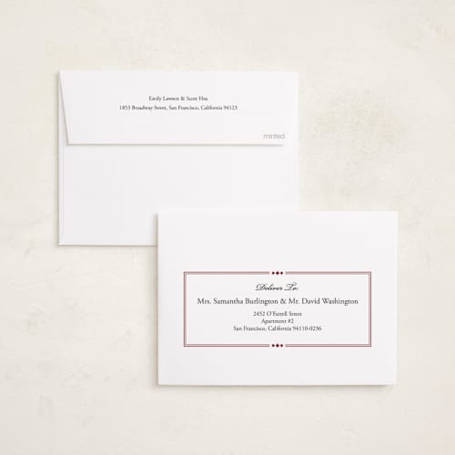 This is a burgundy holiday photo cards with standard by Angel Walker called marble diamond printing on recycled smooth signature in standard