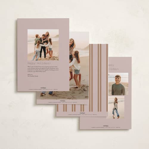 This is a nude holiday photo cards with standard by Inkblot Design called cozy checkers printing on recycled smooth signature in standard