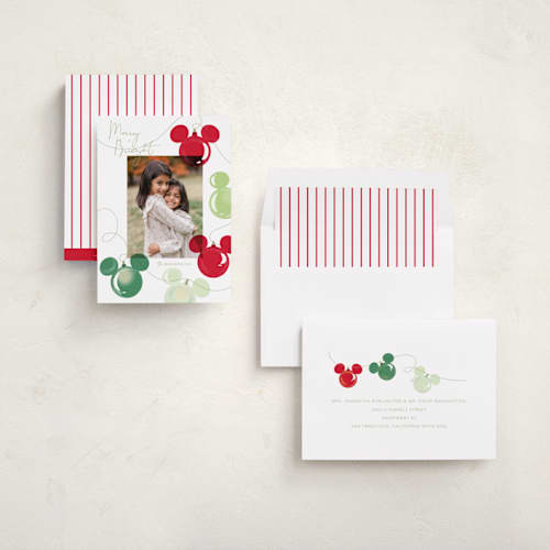 This is a moss holiday photo cards with standard by Baumbirdy called disney mickey lights printing on recycled smooth signature in standard