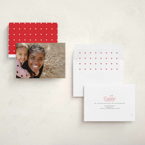 This is a cotton holiday photo cards with standard by Laura Hamm called disney mickey spirit printing on recycled smooth signature in standard