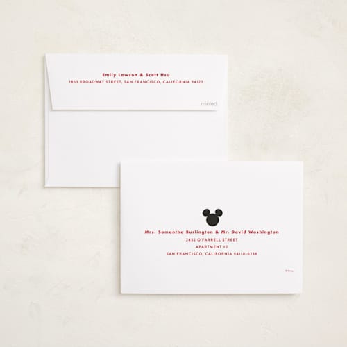 This is a cherry holiday photo cards with standard by Jessie Steury called disney's mickey mouse fun printing on recycled smooth signature in standard