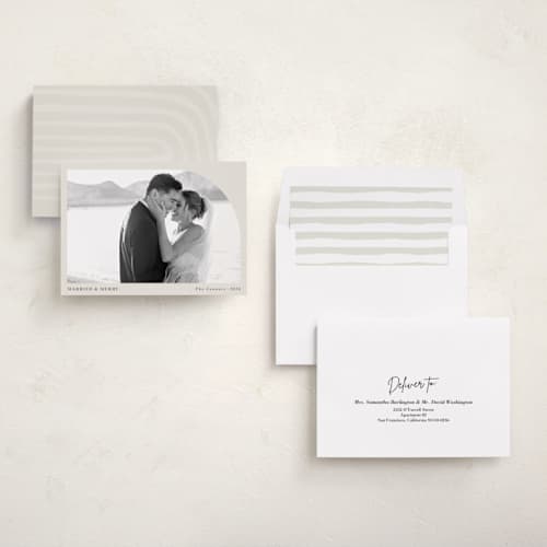 This is a eggnog holiday photo cards with standard by Oma N. Ramkhelawan called arched simplicity printing on recycled smooth signature in standard
