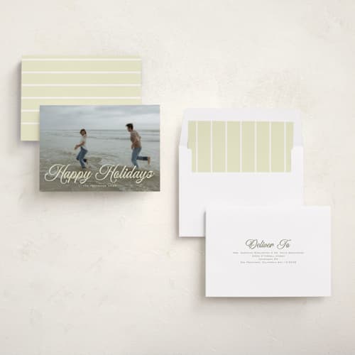 This is a buttercream holiday photo cards with standard by Nicole Walsh called gathered printing on recycled smooth signature in standard