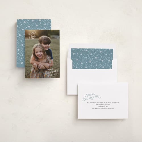 This is a frost holiday photo cards with standard by Hooray Creative called whimsical type printing on recycled smooth signature in standard