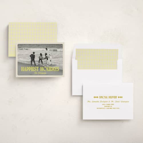 This is a sunshine holiday photo cards with standard by chocomocacino called modjeska printing on recycled smooth signature in standard