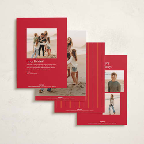 This is a candied apple holiday photo cards with standard by Simona Camp called simply us printing on recycled smooth signature in standard