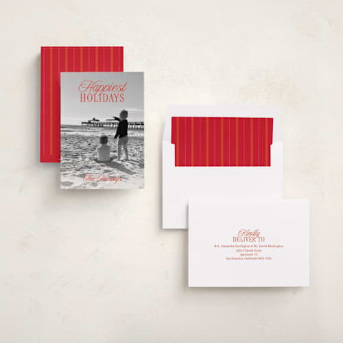 This is a candied apple holiday photo cards with standard by Simona Camp called simply us printing on recycled smooth signature in standard