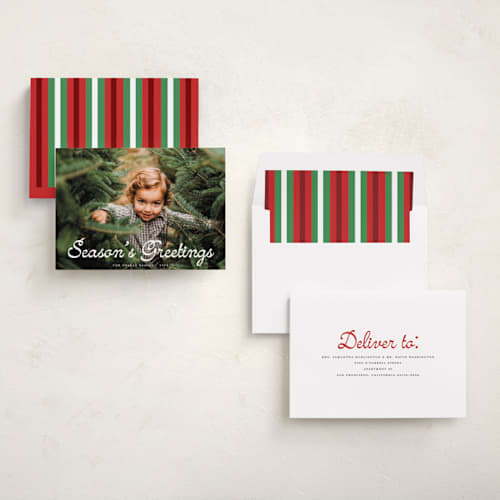 This is a snow holiday photo cards with standard by Morgan Kendall called white christmas printing on recycled smooth signature in standard