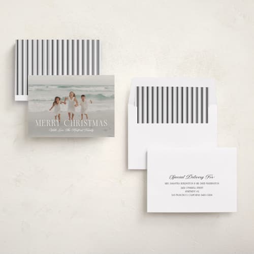 This is a snow holiday photo cards with standard by Anna Elder called chic holiday printing on recycled smooth signature in standard