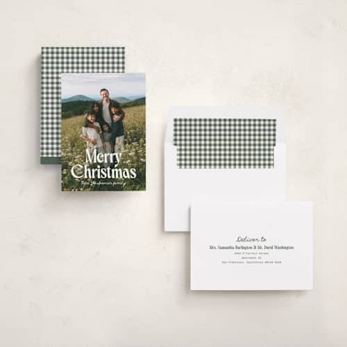 This is a frost holiday photo cards with standard by Yaling Hou Suzuki called the joy of us printing on recycled smooth signature in standard