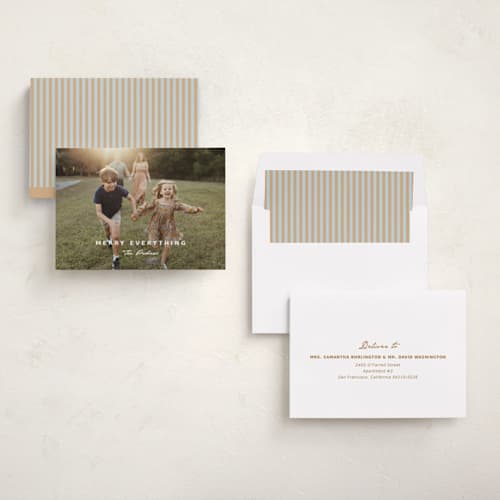 This is a snow holiday photo cards with standard by Yaling Hou Suzuki called the pursuit of merry printing on recycled smooth signature in standard