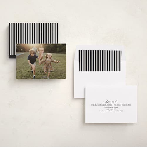 This is a midnight holiday photo cards with standard by Yaling Hou Suzuki called the pursuit of merry printing on recycled smooth signature in standard