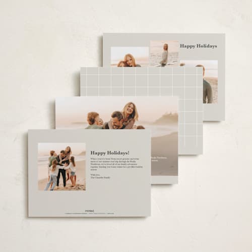 This is a champagne holiday photo cards with standard by Ellen Schlegelmilch called serif married christmas printing on recycled smooth signature in standard