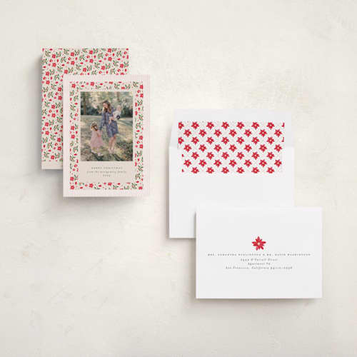 This is a eggnog holiday photo cards with standard by Claudia Orengo called pique nique printing on recycled smooth signature in standard