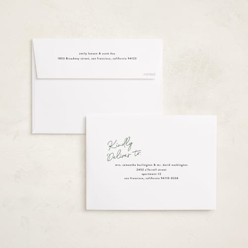 This is a evergreen holiday photo cards with standard by Pixel and Hank called scripted trio printing on recycled smooth signature in standard