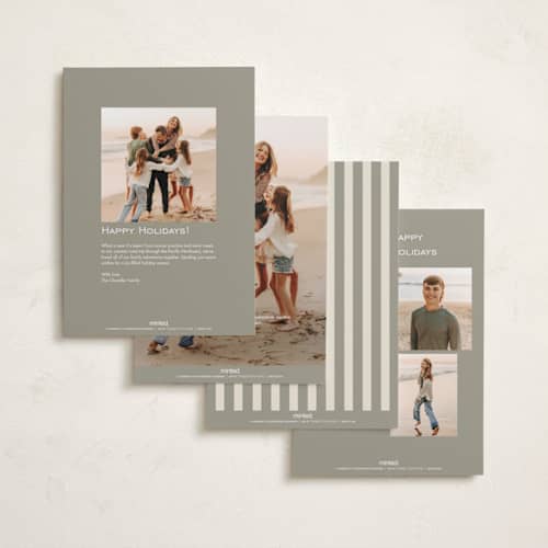 This is a licorice holiday photo cards with standard by Ekko Studio called happy headlines printing on recycled smooth signature in standard