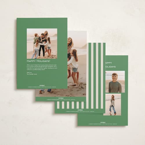 This is a evergreen holiday photo cards with standard by Ekko Studio called happy headlines printing on recycled smooth signature in standard