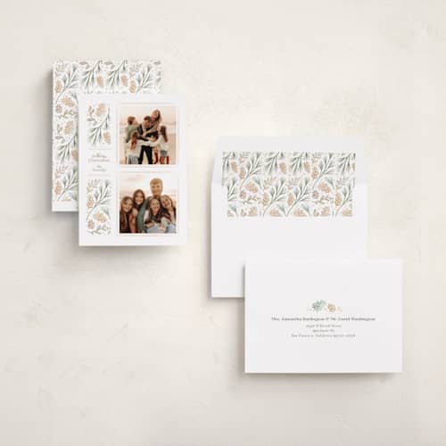 This is a snow holiday photo cards with standard by Jennifer Wick called sedgwick printing on recycled smooth signature in standard