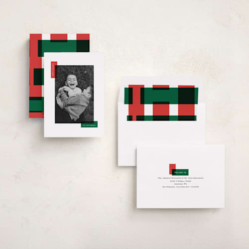 This is a elf holiday photo cards with standard by Jelena Vuletic called borderly printing on recycled smooth signature in standard