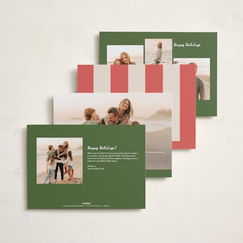 This is a tree farm holiday photo cards with standard by Kamala Nahas called wreck the halls with boughs of jolly printing on recycled smooth signature in standard